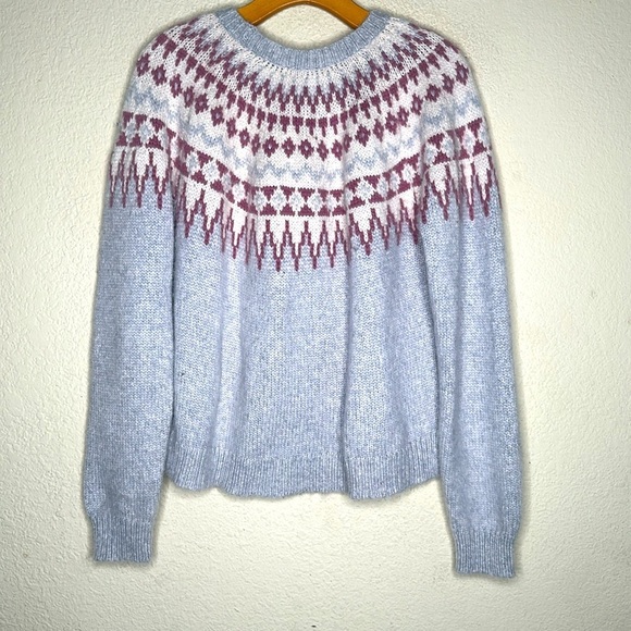 Marine Layer Bethany Fair Isle Wool Alpaca Sweater Gray Size XL Chunky Cozy - Picture 9 of 9